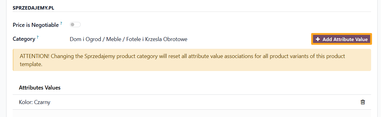 odoo product data feeds sprzedajemy add attribute value